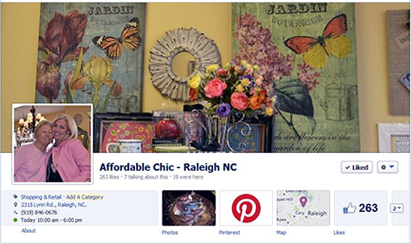 The Affordable Chic Facebook page.