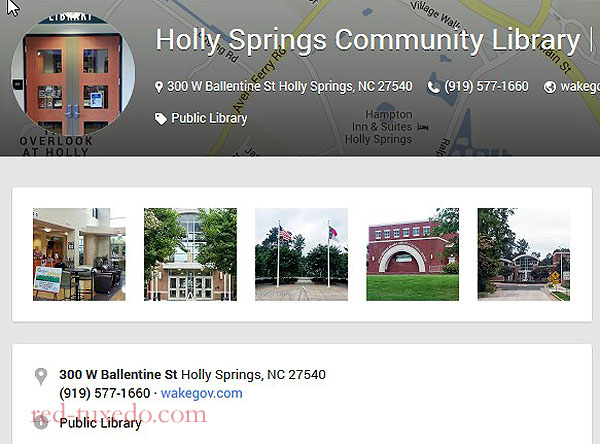 Wake County Library System Holly Springs' Branch, Google Places page.