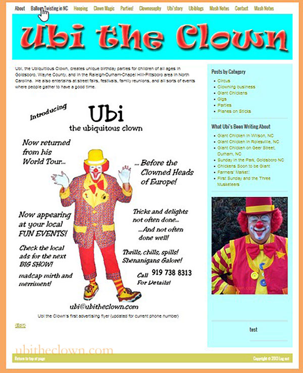 Ubi the Clown's Website
