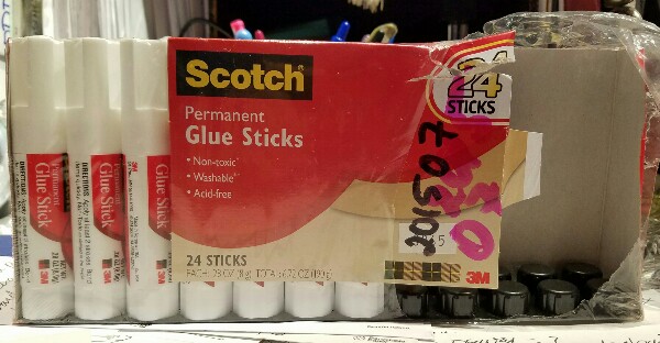 Warehouse store box of glue sticks so I never run out.